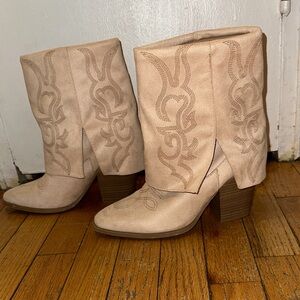 Elegant Beige Heeled Boots